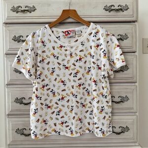 Vintage Disney Theme Park Mickey Mouse PJ Lounge Henley Top